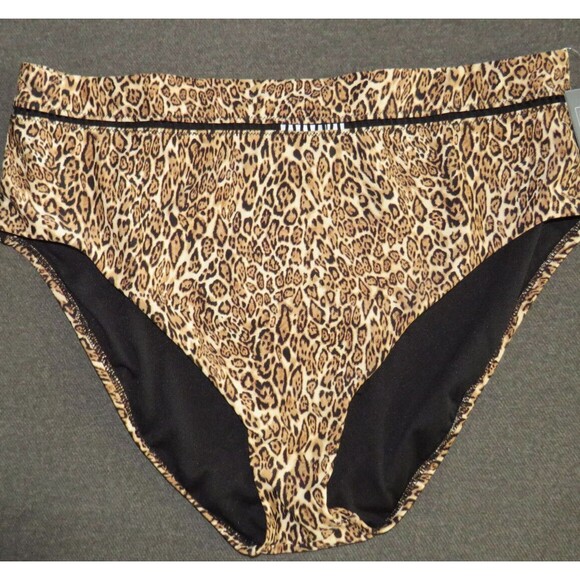 Bar III Cheetah Print High Rise Cut Out Detail Bikini Swim Bottoms Size XL - Picture 7 of 8